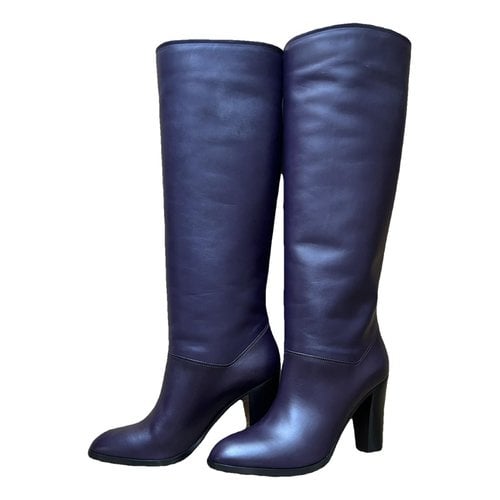 Pre-owned Loro Piana Leather Boots In Purple