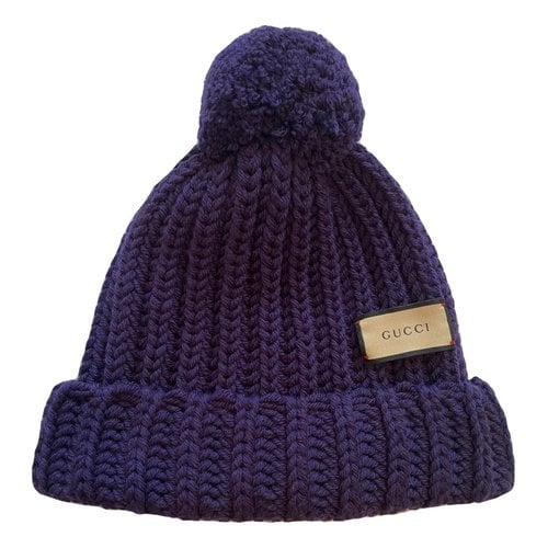 Pre-owned Gucci Wool Beanie In Purple