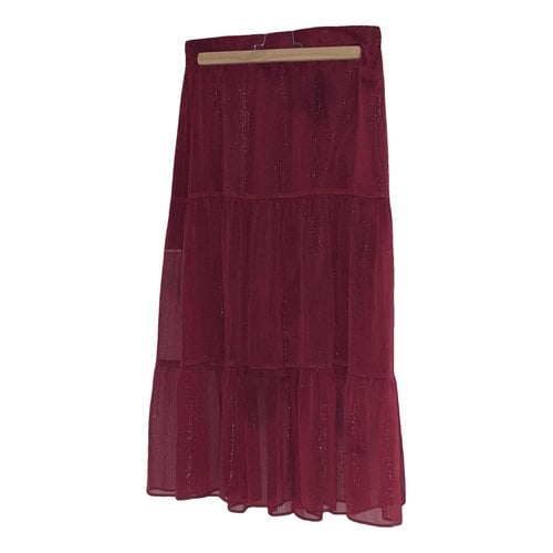 Pre-owned Maje Maxi Skirt In Burgundy