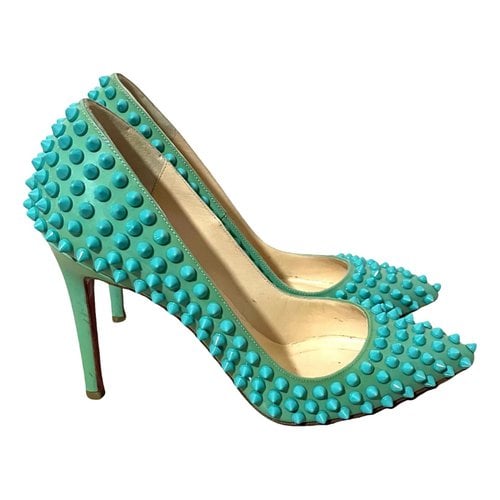 Pre-owned Christian Louboutin Pigalle Patent Leather Heels In Turquoise
