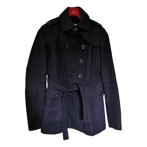 Pre-owned Burberry Cashmere Trench Coat In Navy