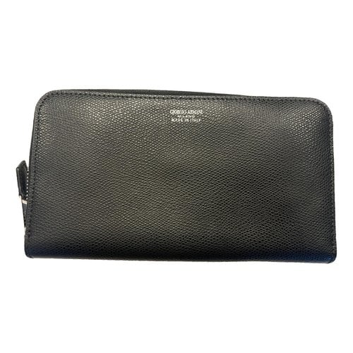Pre-owned Giorgio Armani Leather Wallet In Black