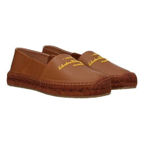 Pre-owned Ferragamo Leather Espadrilles In Brown