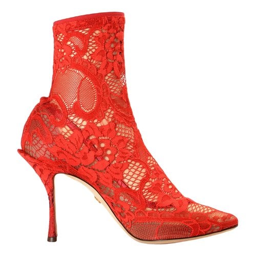 Pre-owned Dolce & Gabbana Cloth Heels In Red