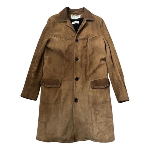 Pre-owned Saint Laurent Leather Coat In Camel