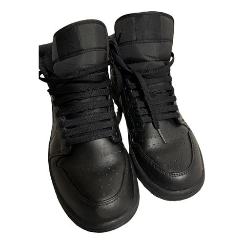 Pre-owned Jordan Leather High Trainers In Black