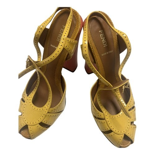 Pre-owned Fendi Colibri Leather Heels In Yellow