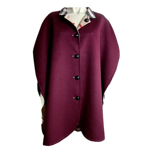 Pre-owned Burberry Wool Cape In Burgundy