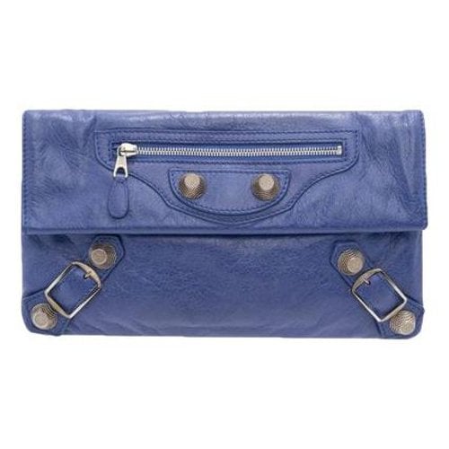 Pre-owned Balenciaga Leather Clutch Bag In Purple