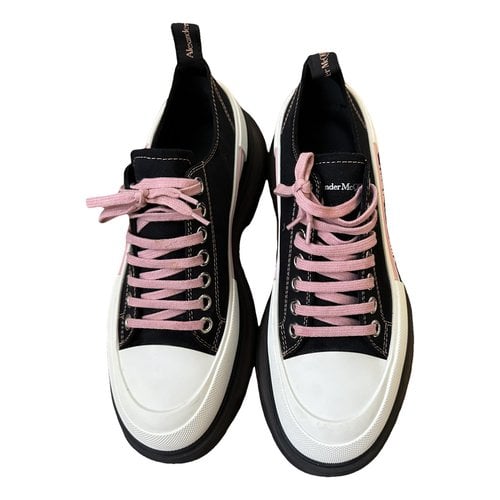 Pre-owned Alexander Mcqueen Cloth Trainers In Black