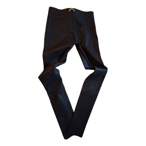 Pre-owned Philipp Plein Leather Straight Pants In Black