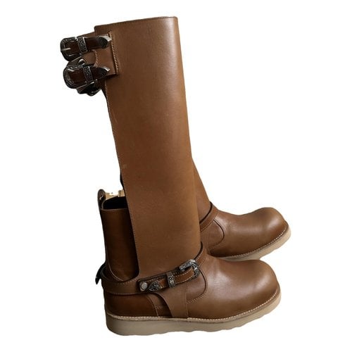 Pre-owned Andersson Bell Leather Biker Boots In Brown