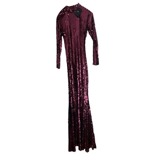 Pre-owned Elisabetta Franchi Glitter Dress In Burgundy