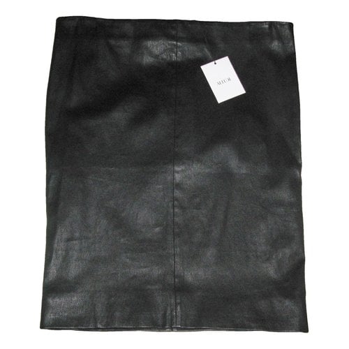 Pre-owned Allude Leather Mid-length Skirt In Black