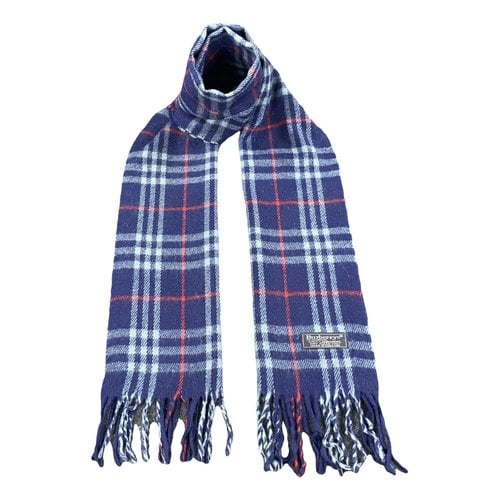 Pre-owned Burberry Wool Scarf & Pocket Square In Navy