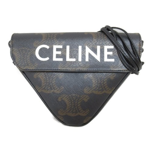 Pre-owned Celine Triangle Leather Handbag In Black