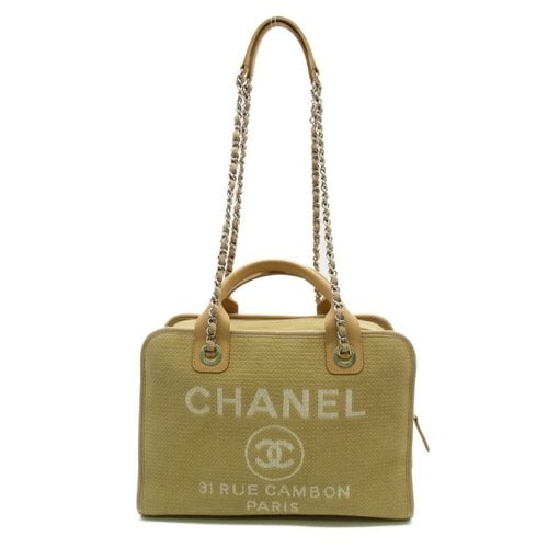Pre-owned Chanel Deauville Leather Handbag In Beige