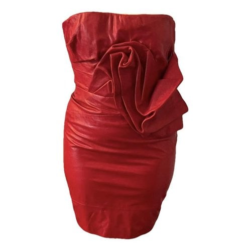 Pre-owned Dsquared2 Leather Mini Dress In Red
