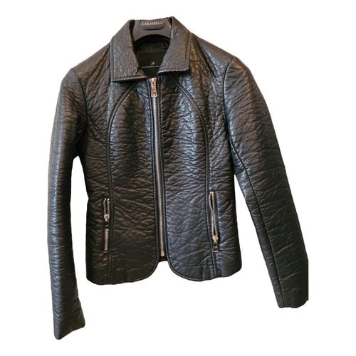 Pre-owned Compagnia Italiana Leather Biker Jacket In Black