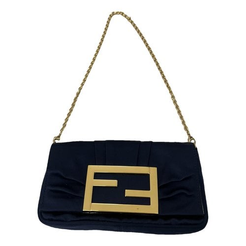 Pre-owned Fendi Silk Clutch Bag In Blue