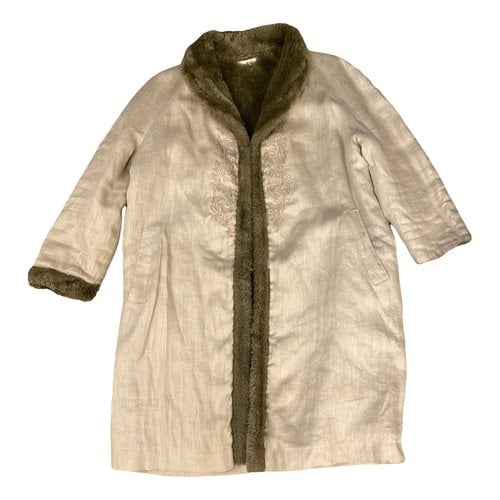 Pre-owned Byblos Linen Coat In Grey