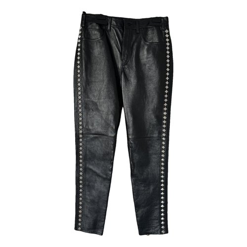 Pre-owned Celine Leather Slim Pants In Black