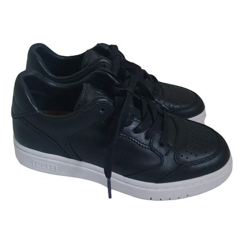 Pre-owned Polo Ralph Lauren Leather Trainers In Black
