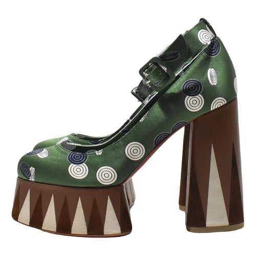 Pre-owned Christian Louboutin Cloth Heels In Green
