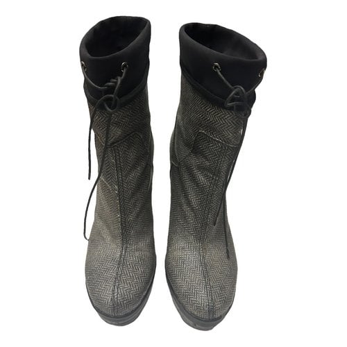 Pre-owned Alberto Guardiani Leather Boots In Grey