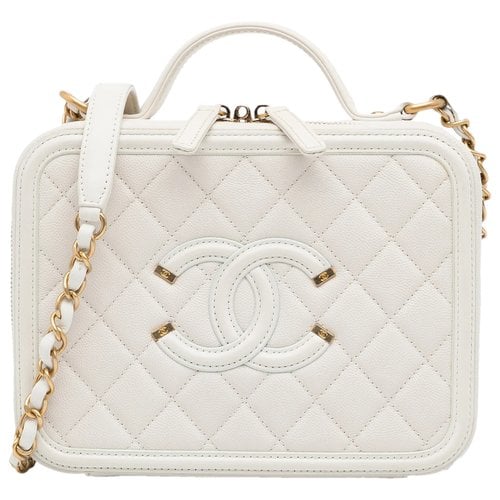 Pre-owned Chanel Vanity Leather Bag In White