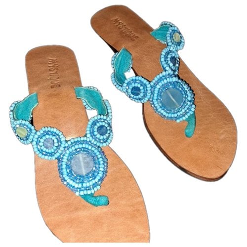 Pre-owned Mystique Leather Sandal In Turquoise