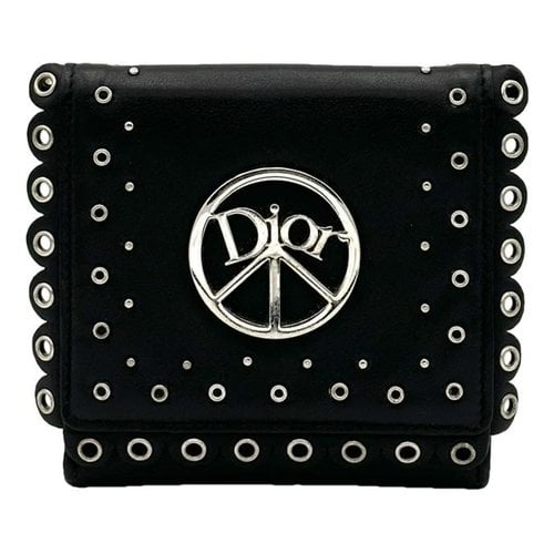 Pre-owned Dior 30 Montaigne Leather Wallet In Black