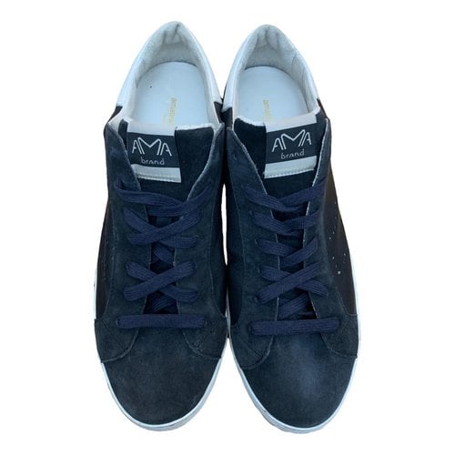 Pre-owned Ama Brand Leather Low Trainers In Blue