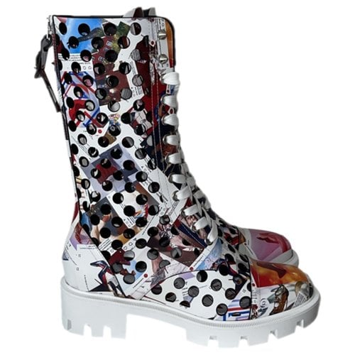 Pre-owned Christian Louboutin Leather Biker Boots In Multicolour
