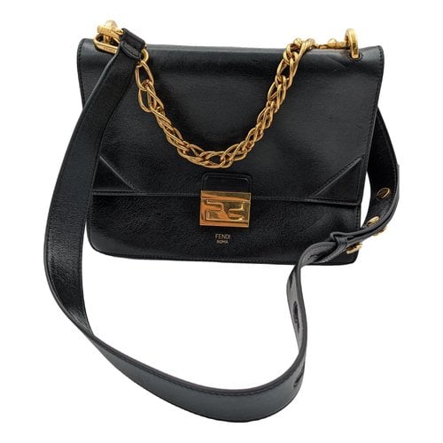 Pre-owned Fendi Kan U Leather Handbag In Black