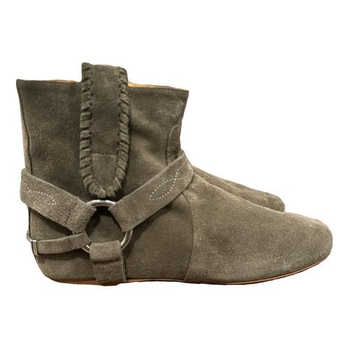 Pre-owned Isabel Marant Gaucho Ankle Boots In Khaki