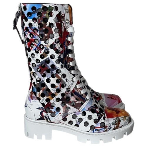 Pre-owned Christian Louboutin Leather Biker Boots In Multicolour