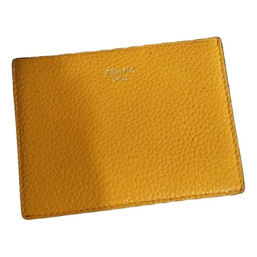 Pre-owned Celine Triomphe Leather Wallet In Yellow
