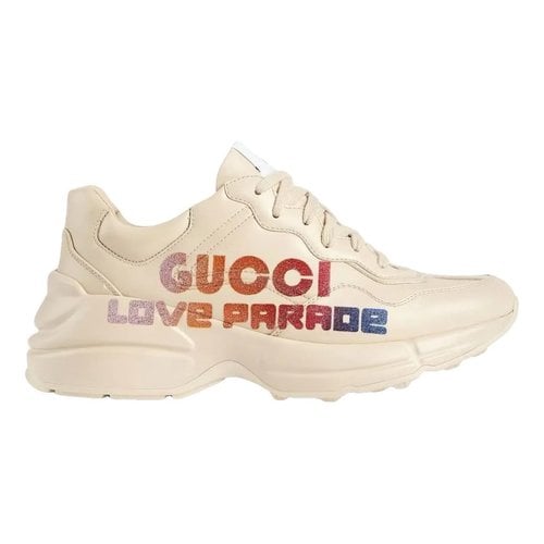Pre-owned Gucci Rhyton Leather Low Trainers In Multicolour