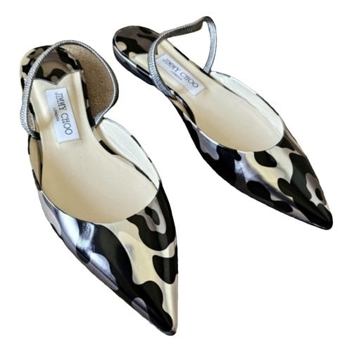 Pre-owned Jimmy Choo Patent Leather Flats In Silver
