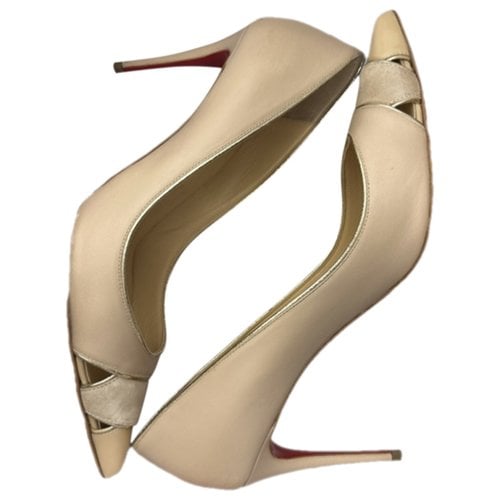Pre-owned Christian Louboutin Pigalle Leather Heels In Beige