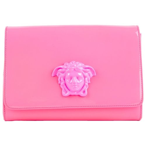 Pre-owned Versace La Medusa Patent Leather Crossbody Bag In Pink