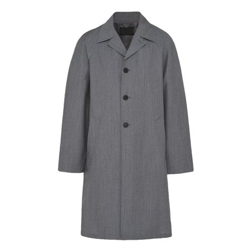 Pre-owned Prada Wool Trenchcoat In Grey