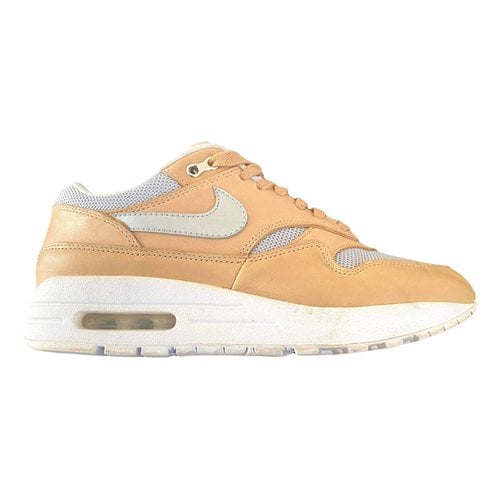 Pre-owned Nike Leather Trainers In Beige