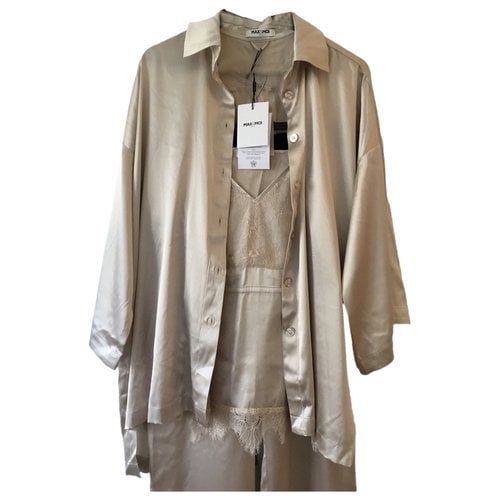Pre-owned Max & Moi Silk Jumpsuit In Beige