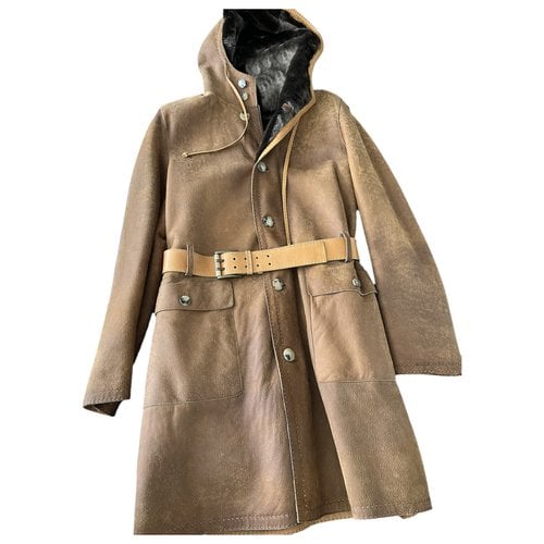 Pre-owned Fendi Leather Coat In Camel
