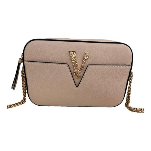 Pre-owned Versace Leather Crossbody Bag In Beige