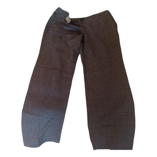 Pre-owned Guy Laroche Wool Straight Pants In Brown