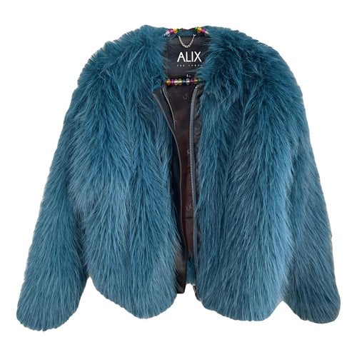 Pre-owned Alix The Label Faux Fur Coat In Blue