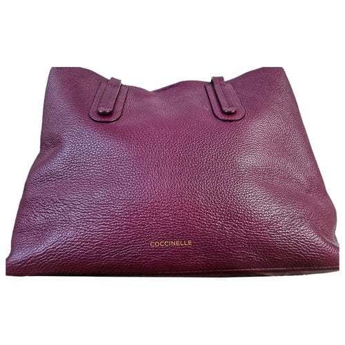 Pre-owned Coccinelle Leather Tote In Purple